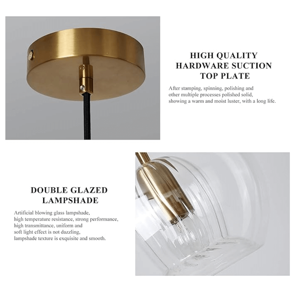 Pleated Glass Pendant Light - 3 Colours