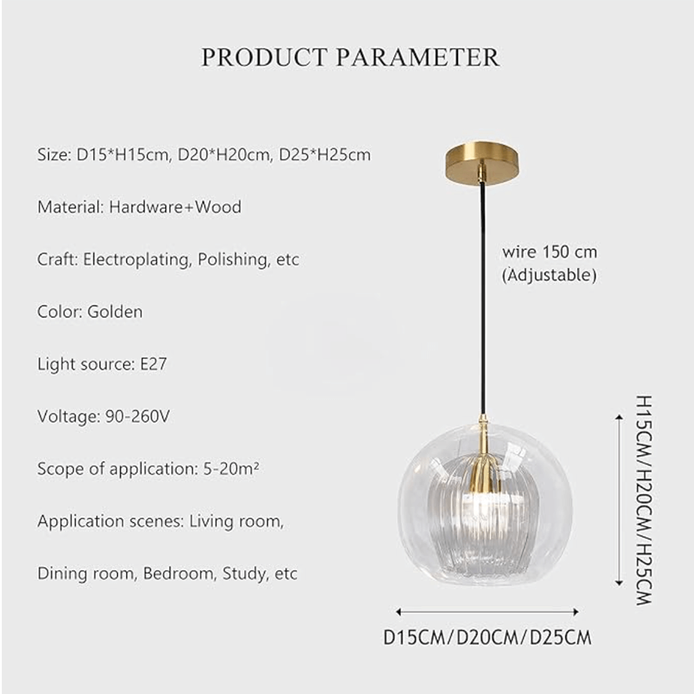 Pleated Glass Pendant Light - 3 Colours
