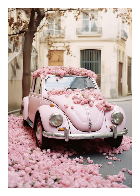 Blossom Vintage Beetle Car Art Print