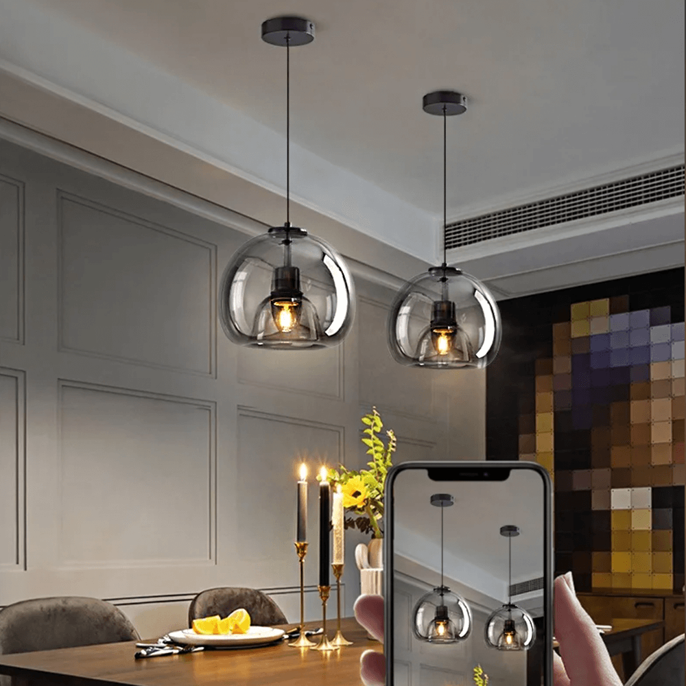 Minimalistesch Glass Drop Pendant Light - 2 Faarwen