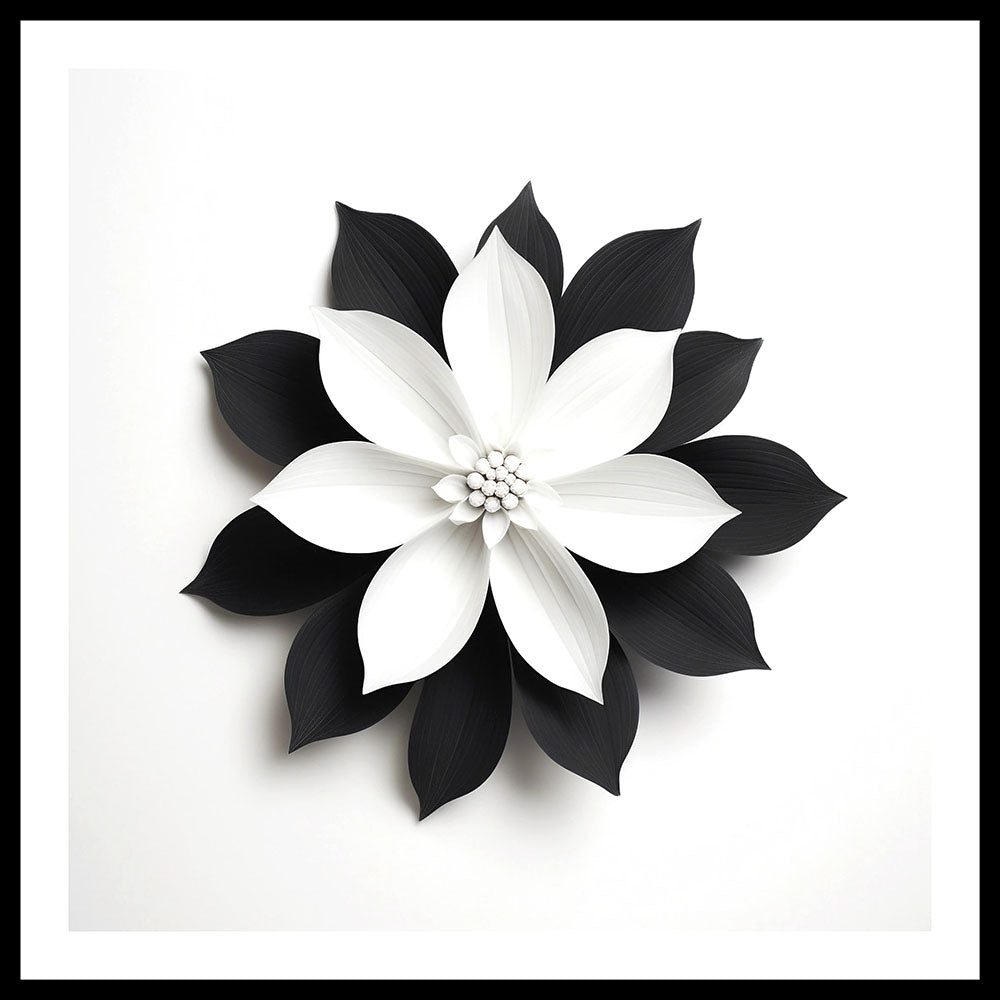 Monochrome Flower Wall Art Print
