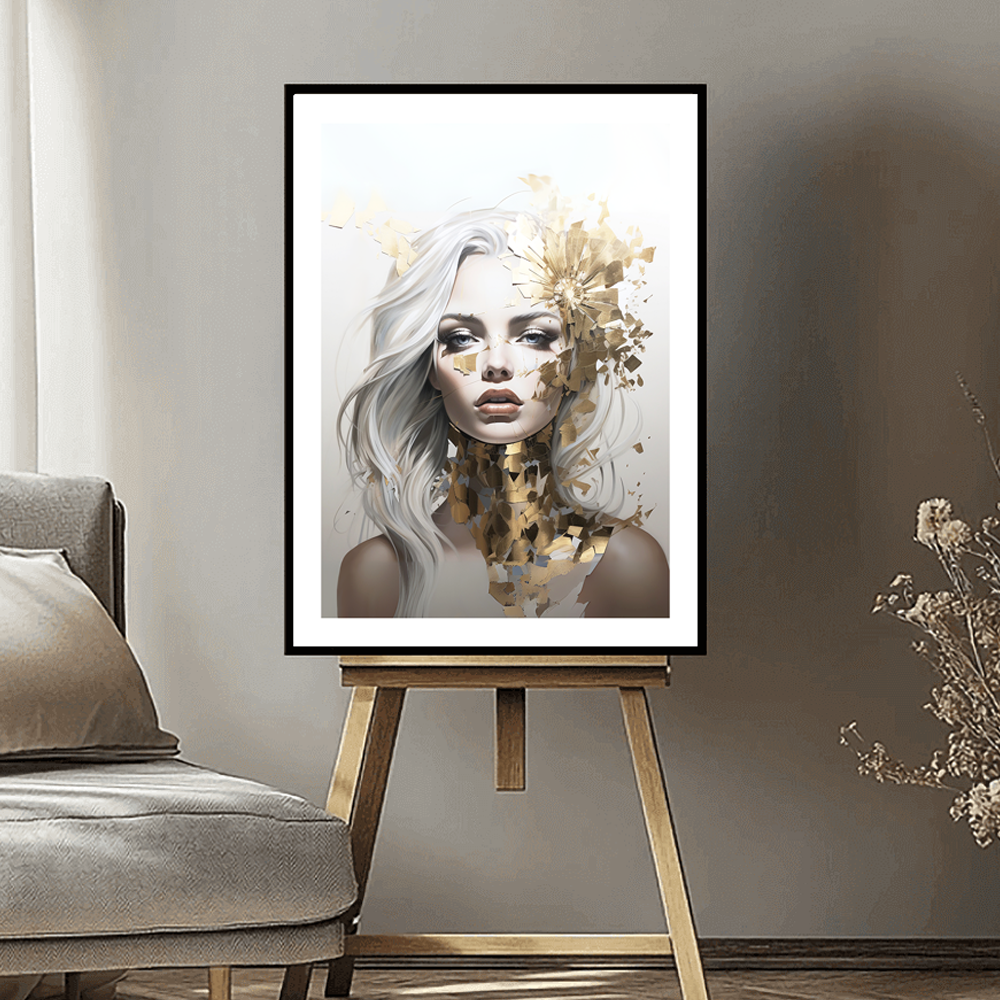 Golden Girl (B) Abstract Art Print | Square or Portrait
