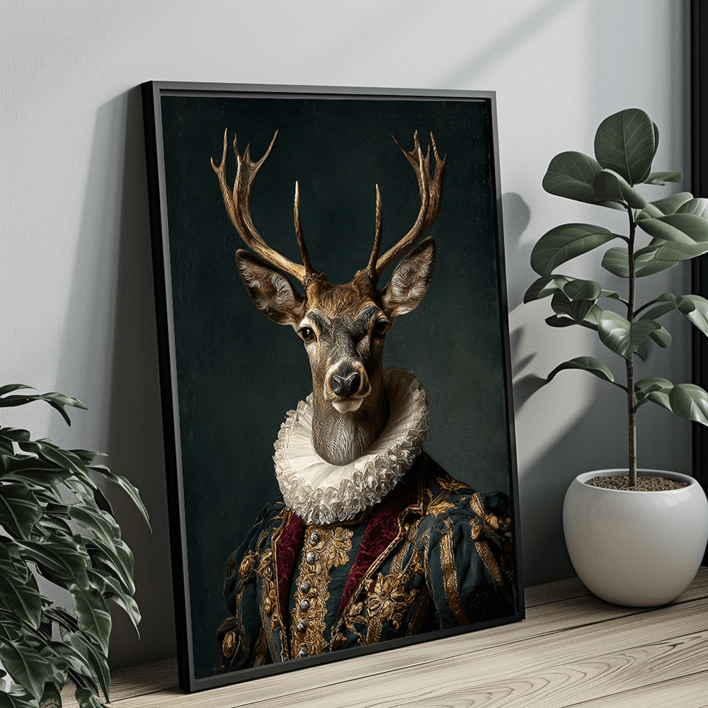 Stag Vintage Portrait – Renaissance Art Print