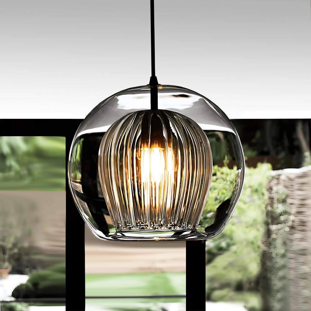 Pleated Glass Pendant Light - 3 Colours