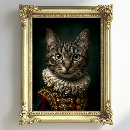 Vintage Cat Portrait – Renaissance Art Print