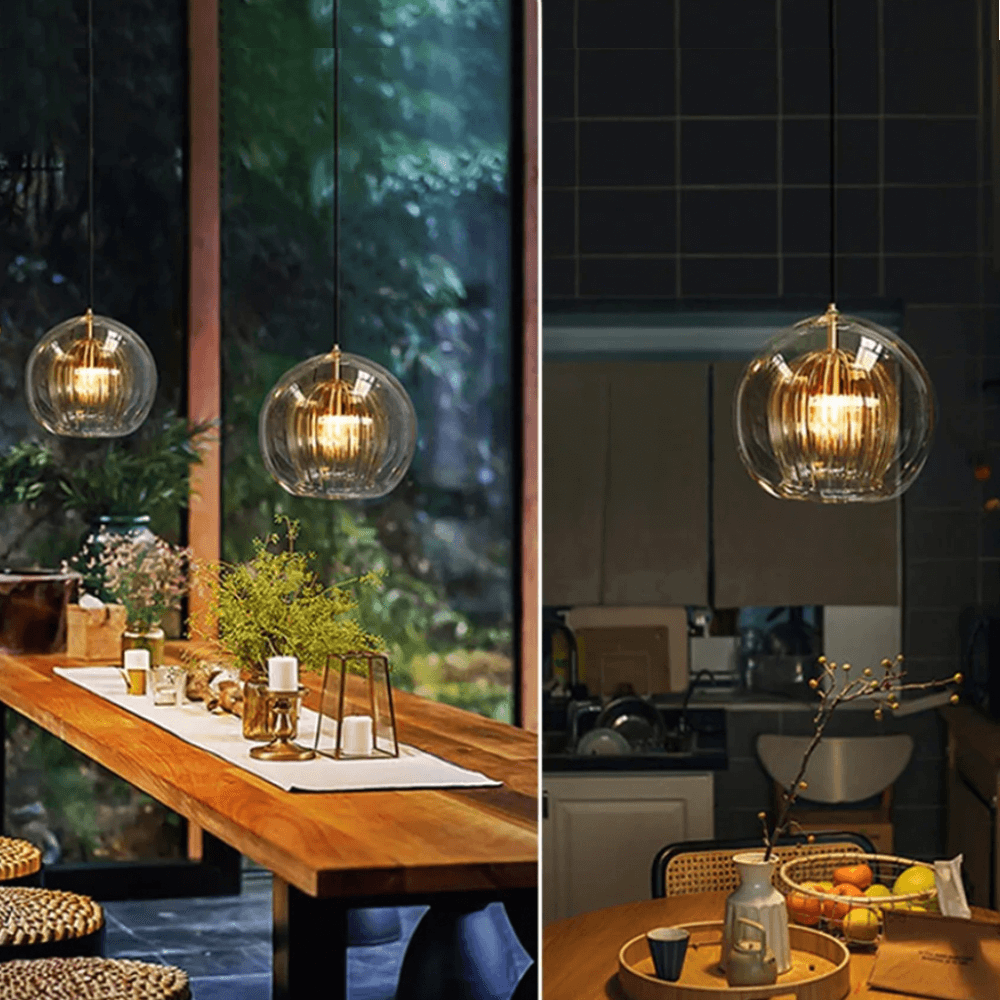 Pleated Glass Pendant Light - 3 Colours