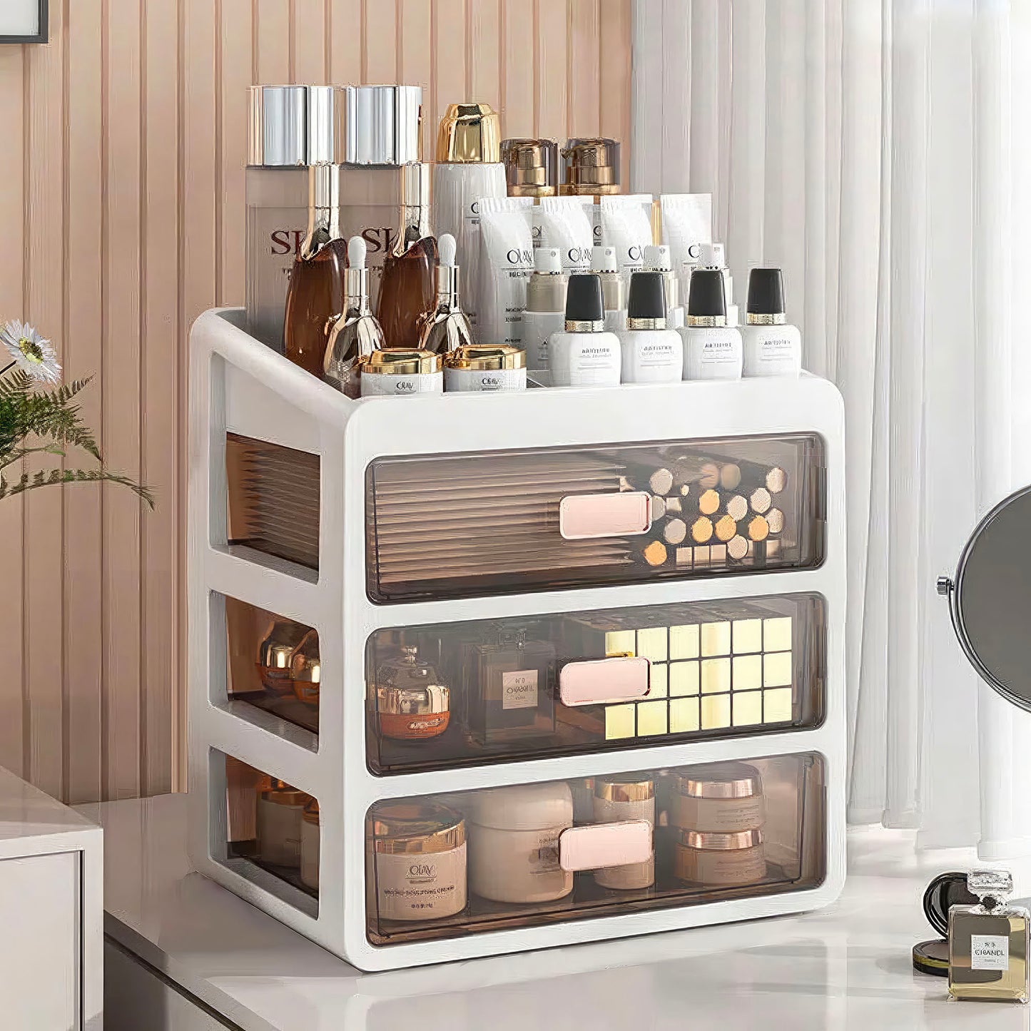 Elite Makeup/ Skin Care Beauty Organiser - Ice White