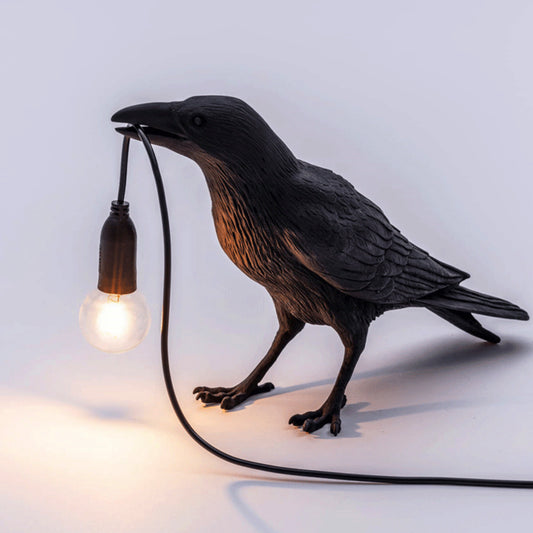 Nordic Raven Table Lamp  - Black or White - Jasmine and Jade Interiors
