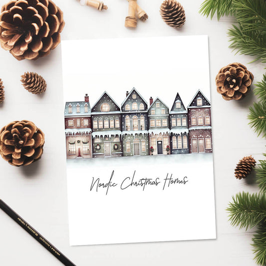 Impressão de casas de Natal nórdicas