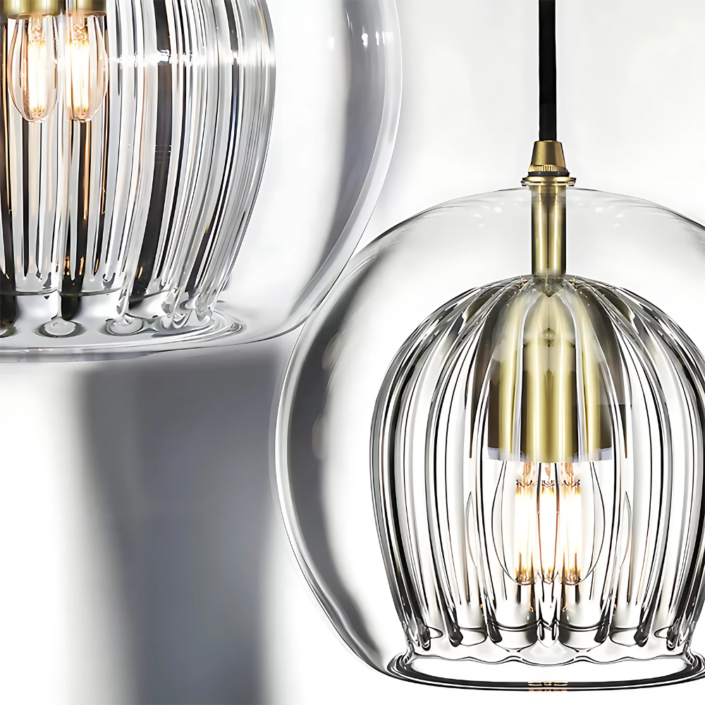 Pleated Glass Pendant Light - 3 Colours