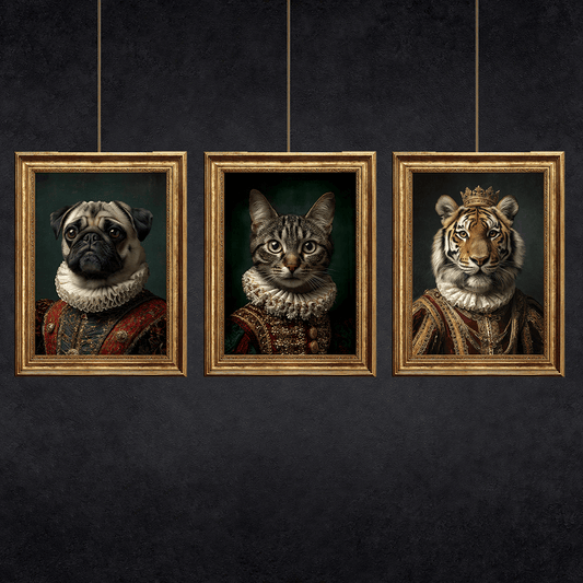 Vintage Tiger Portrait – Renaissance Art Print