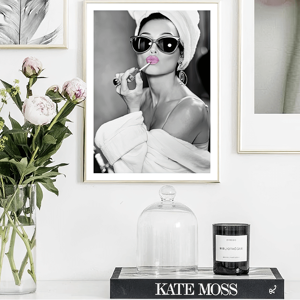 Audrey Hepburn, Pink Lipstick Art Print