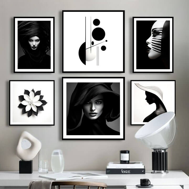 Monochrome Flower Wall Art Print