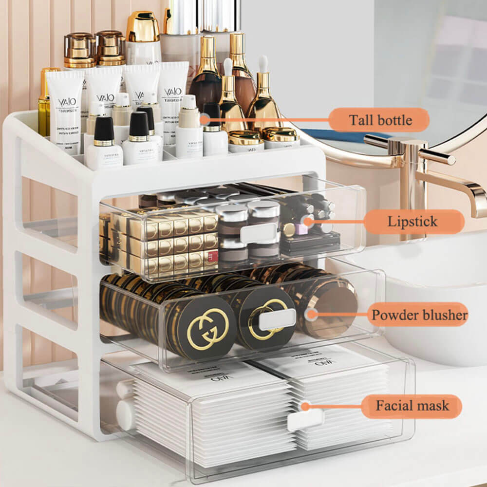 Elite Makeup/ Skin Care Beauty Organiser - Ice White