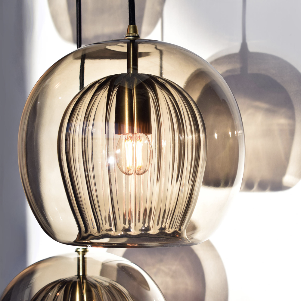 Pleated Glass Pendant Light - 3 Colours