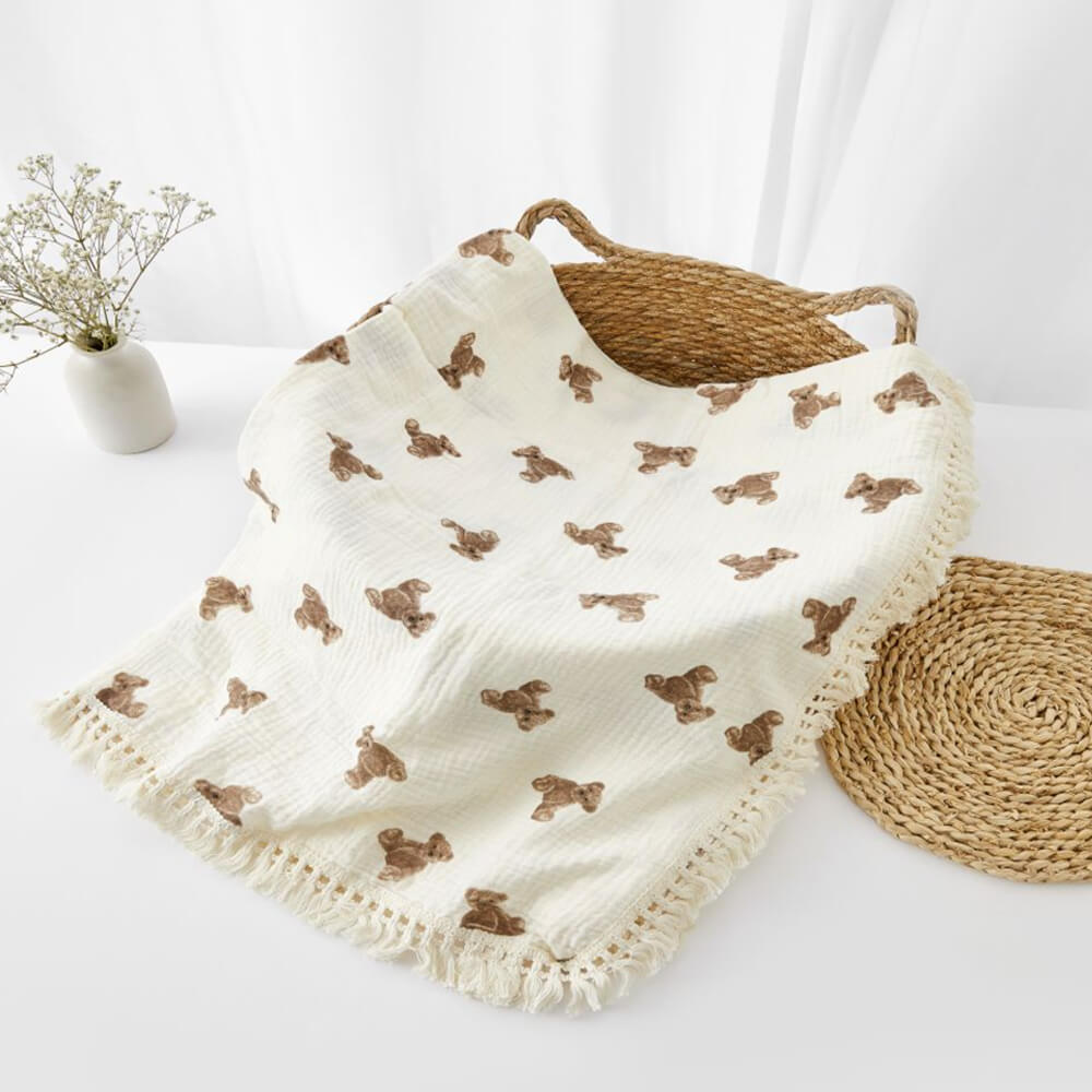 Organesch Bertie Bear Baby Muslin Tasselled Decken - 3 Stiler