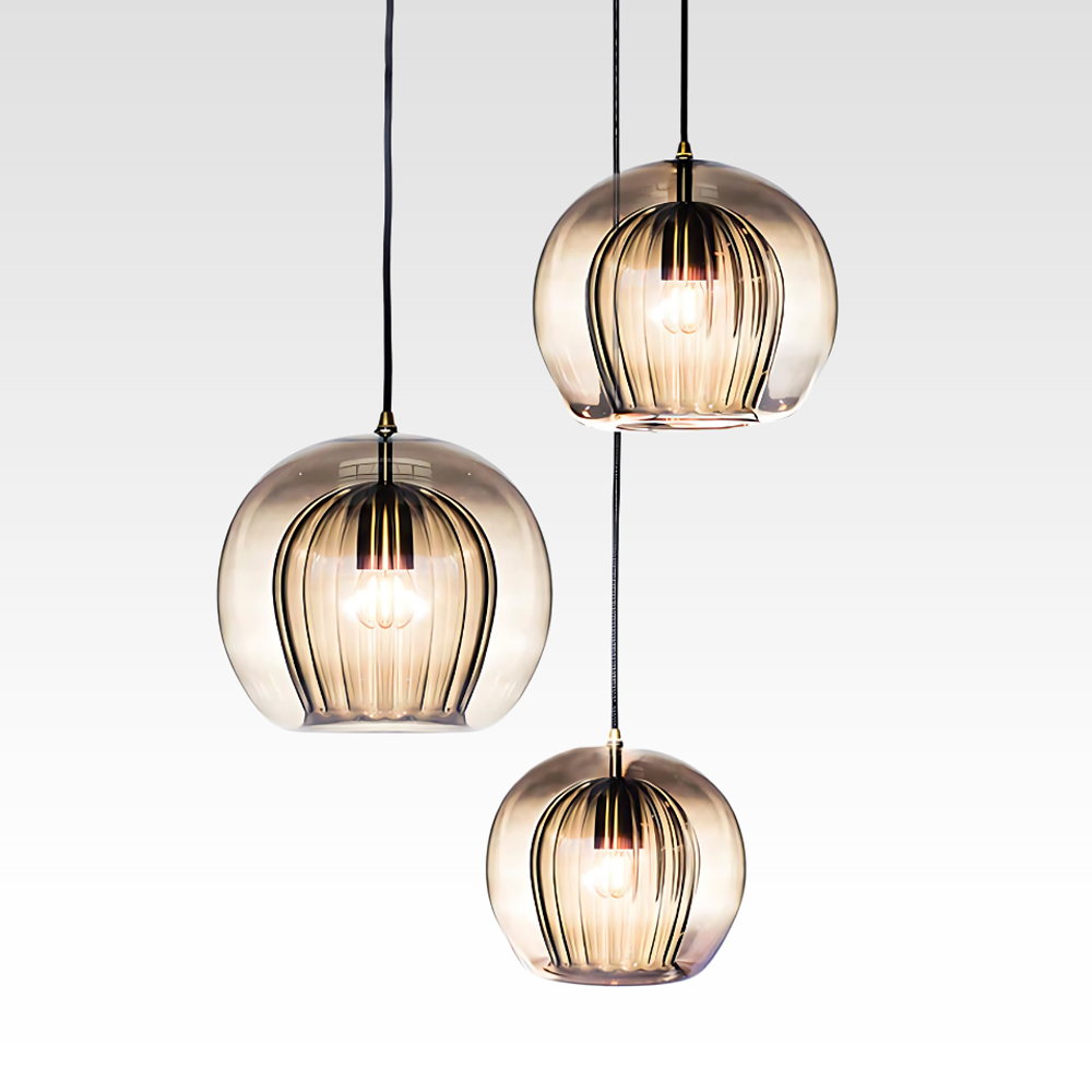 Pendelleuchte aus plissiertem Glas – 3 Farben