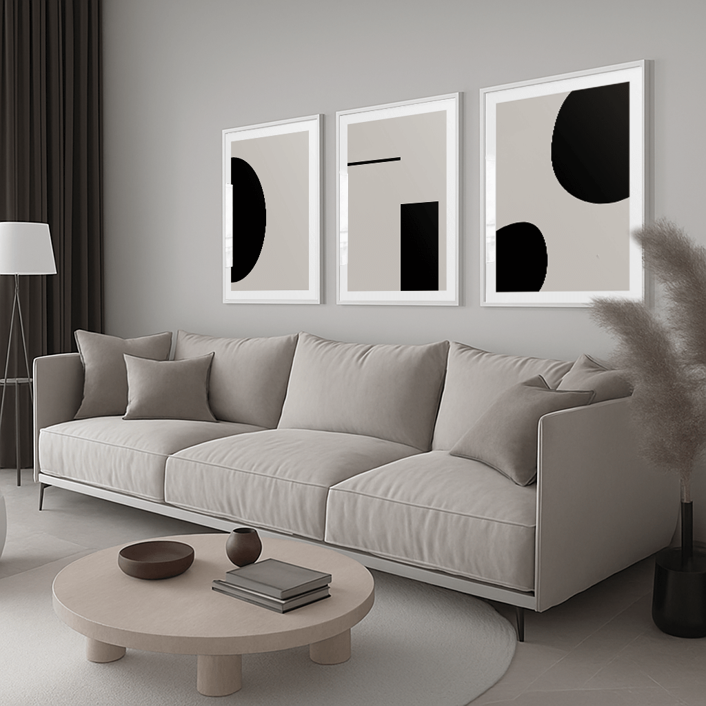 Black - Beige Abstract Art Print (B)