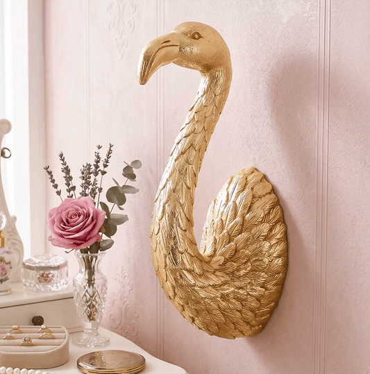 Gold Flamingo Large Wall Hook Sculpture