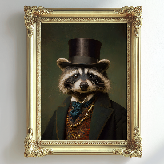 Vintage Raccoon Portrait – Renaissance Art Print