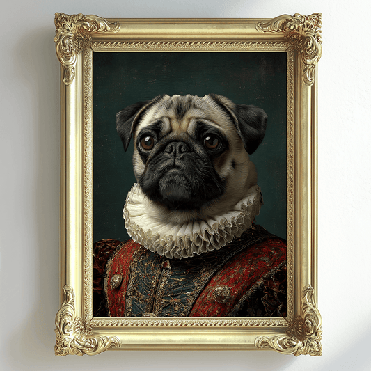 Vintage Pug Dog Portrait – Renaissance Art Print