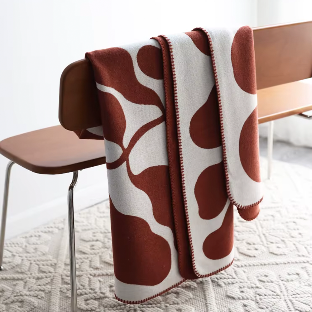 Soft Geometric Knit Throw Blanket
