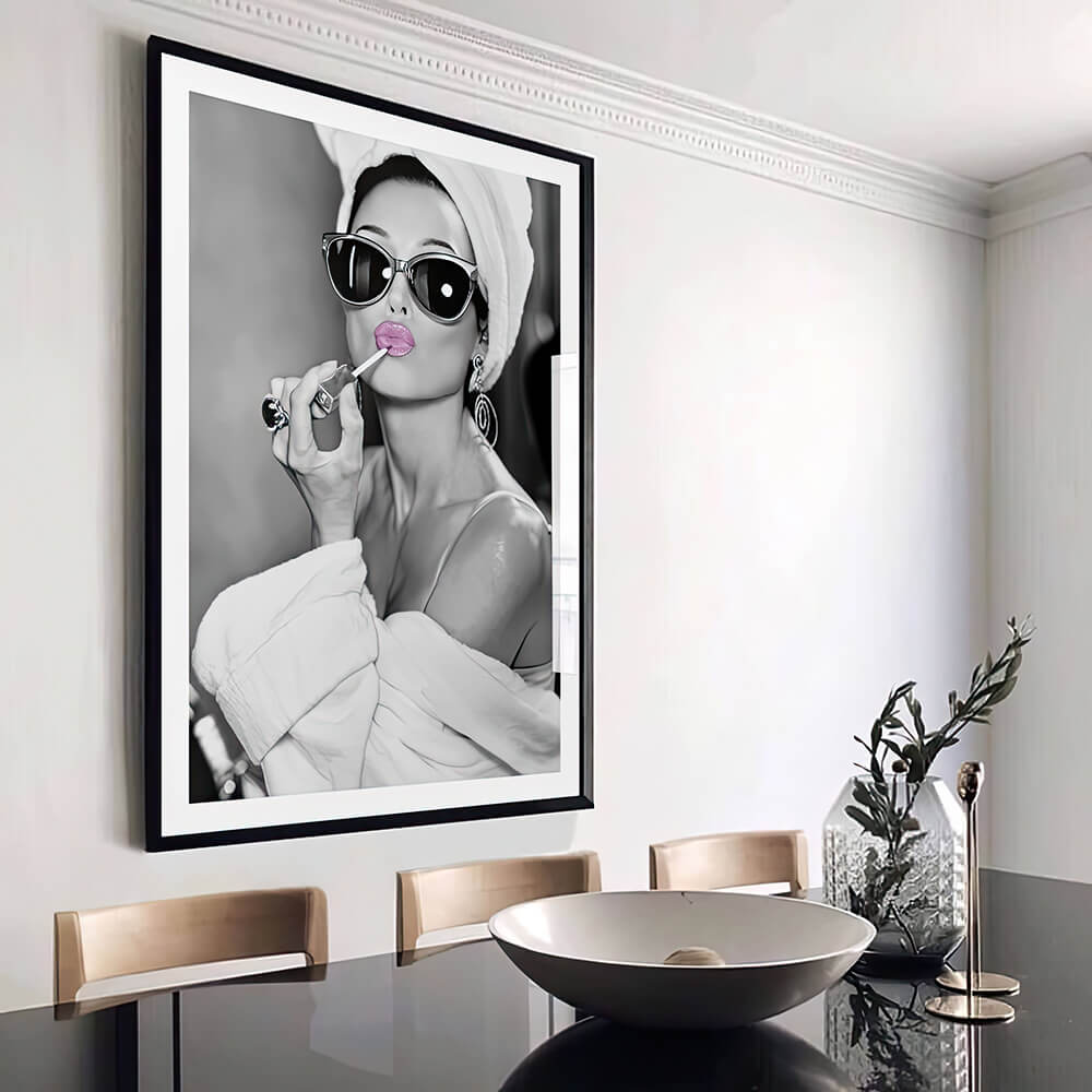 Audrey Hepburn, Pink Lipstick Art Print