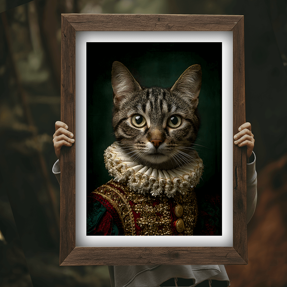 Vintage Cat Portrait – Renaissance Art Print