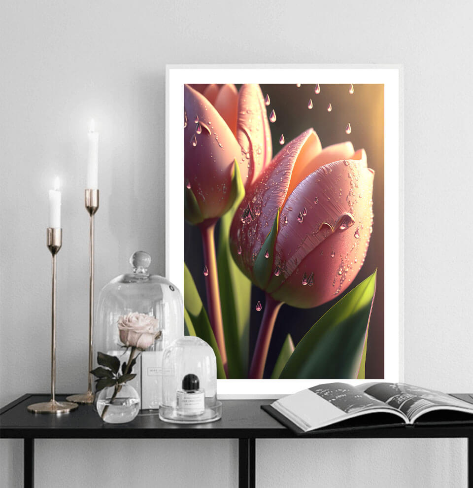 Rosa Tulpe Kunstdruck