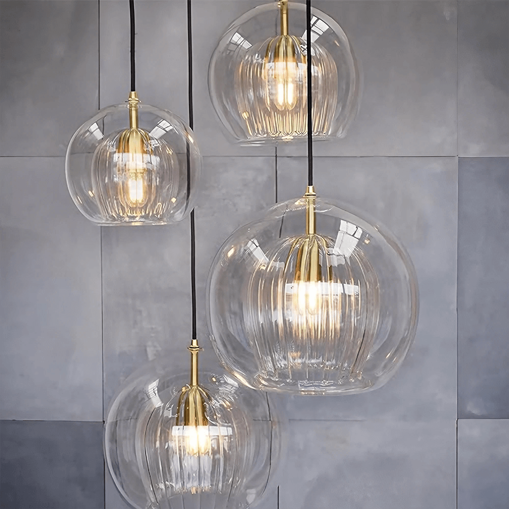 Pleated Glass Pendant Light - 3 Colours