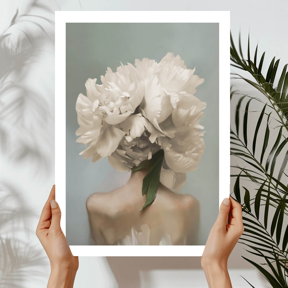 Blommigt flickkonsttryck