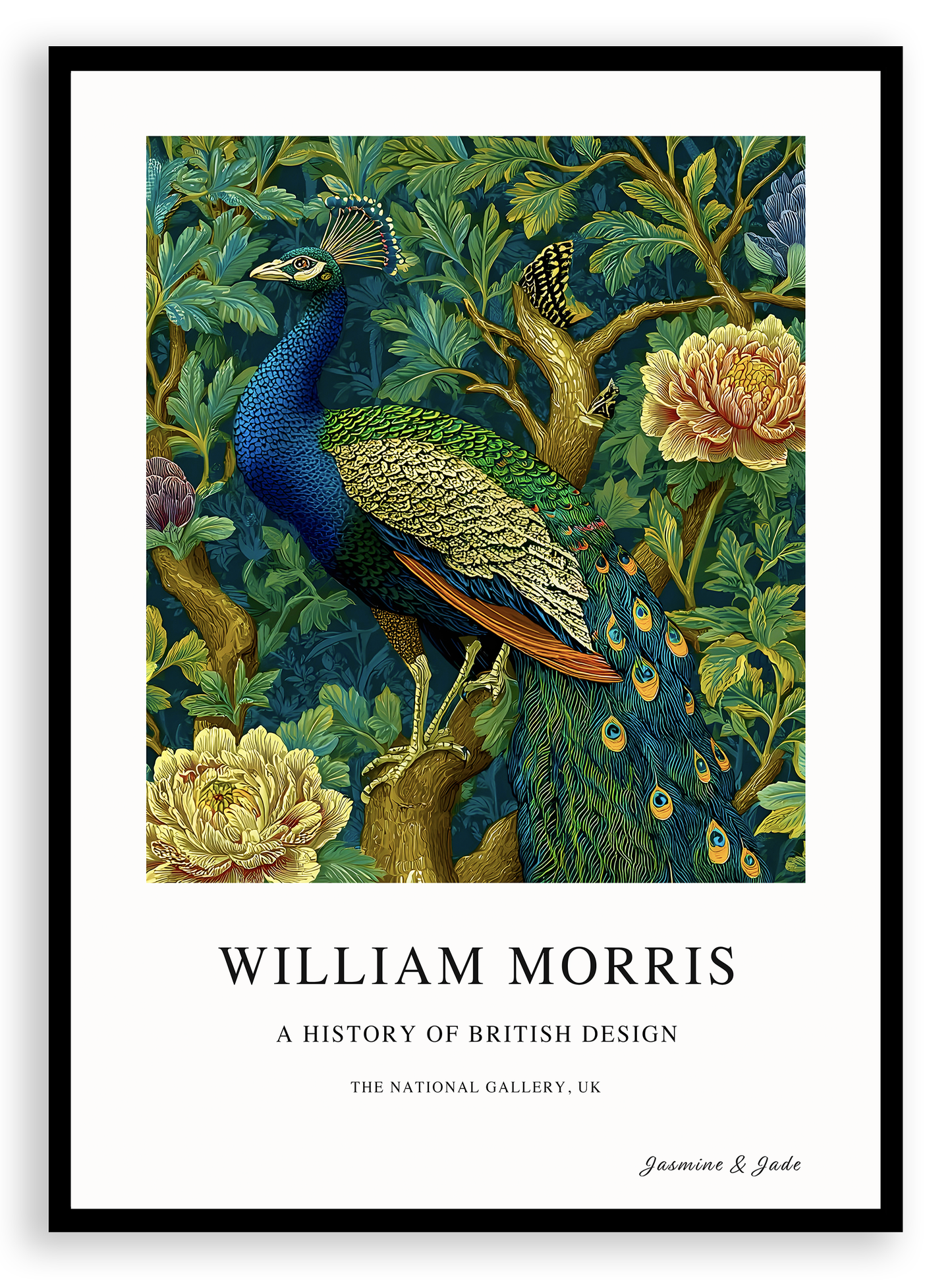 Inspirado en William Morris, Firmado - Estampado de Colibríes