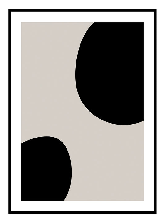 Black - Beige Abstract Art Print (B)