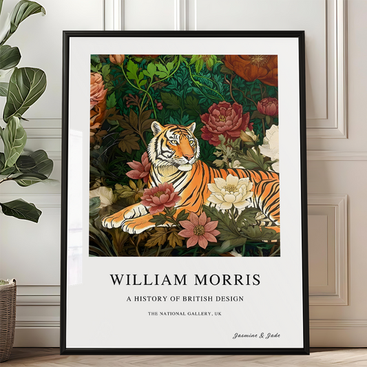 Inspirado en William Morris, firmado - Estampado de tigre de Bengala