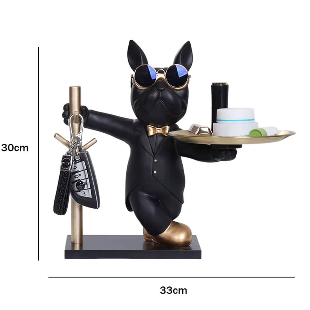 Escultura de mordomo buldogue francês - 5 cores