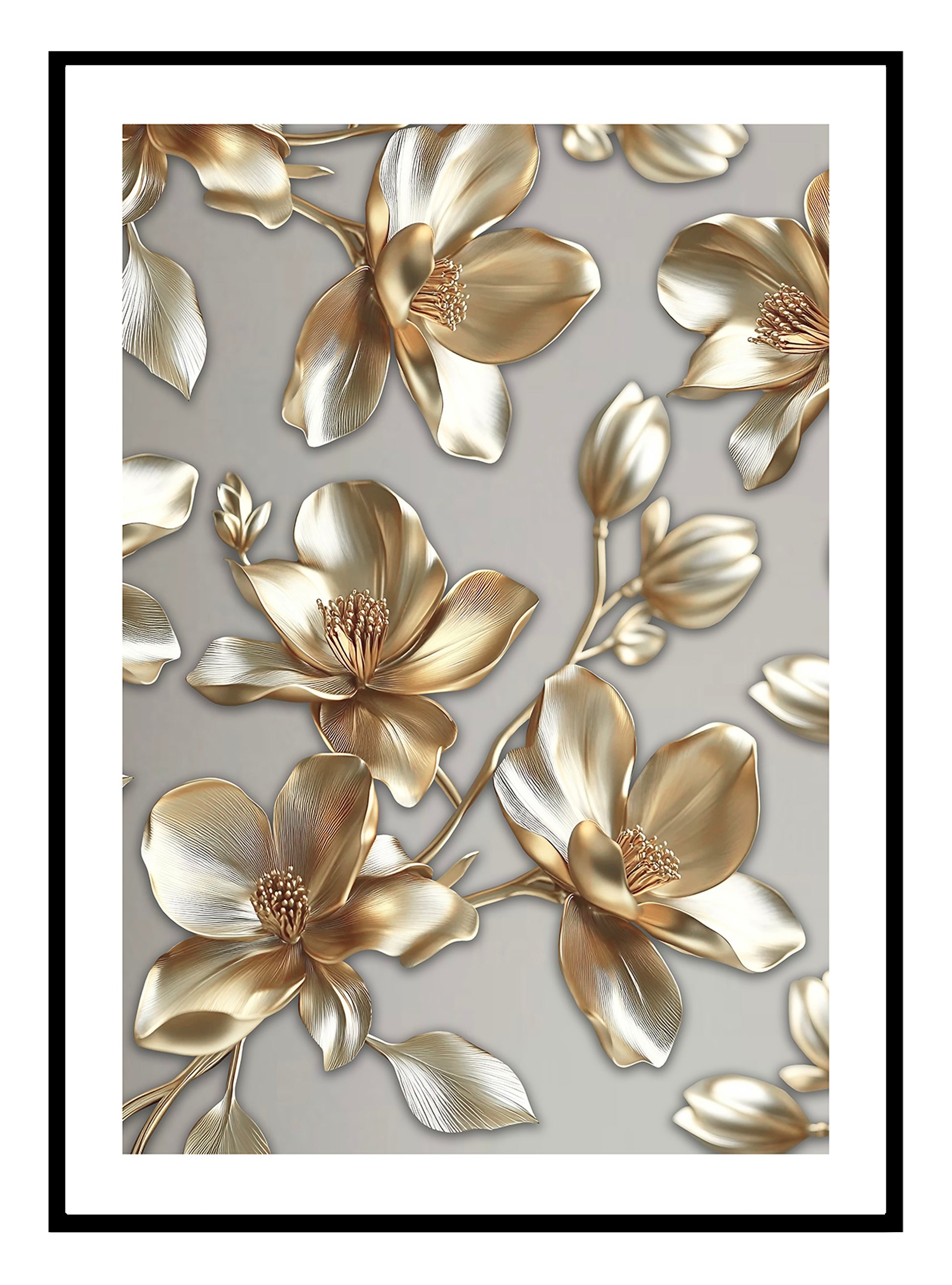 Golden Flowers (B) Art Print