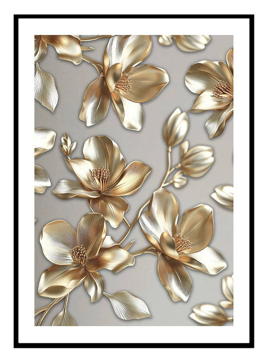 Golden Flowers (B) Art Print