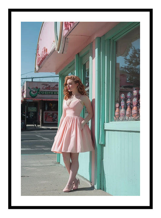 Vintage Meisjes Kunstprint
