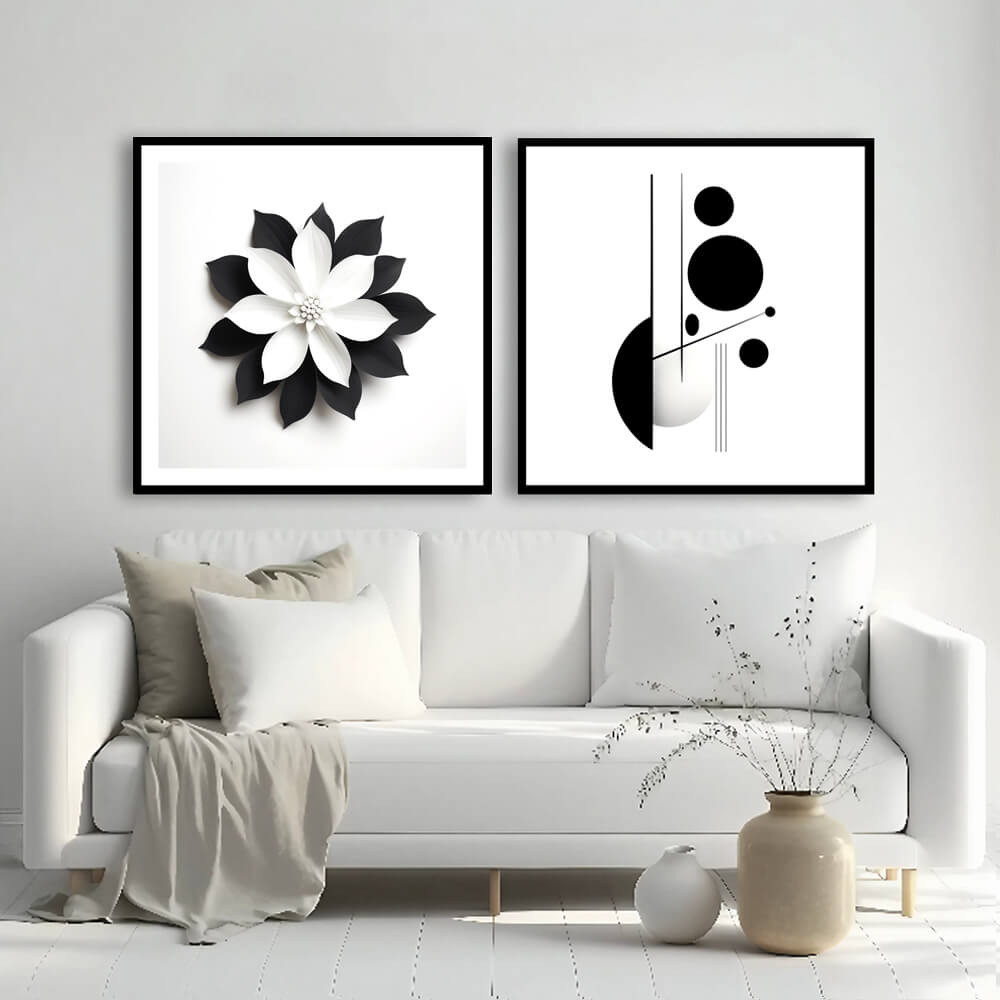 Monochrome Flower Wall Art Print