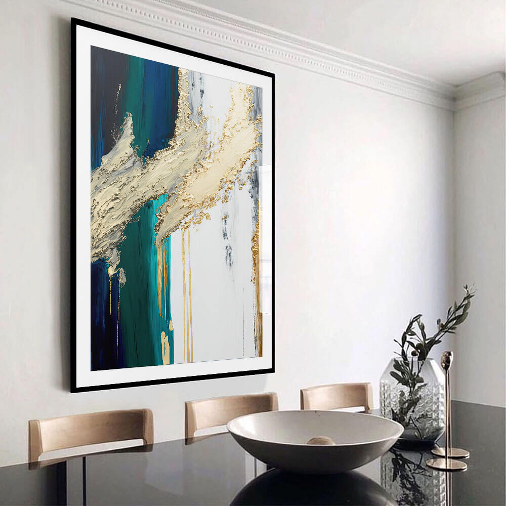 Emerald and Gold (2) Abstract Art Print
