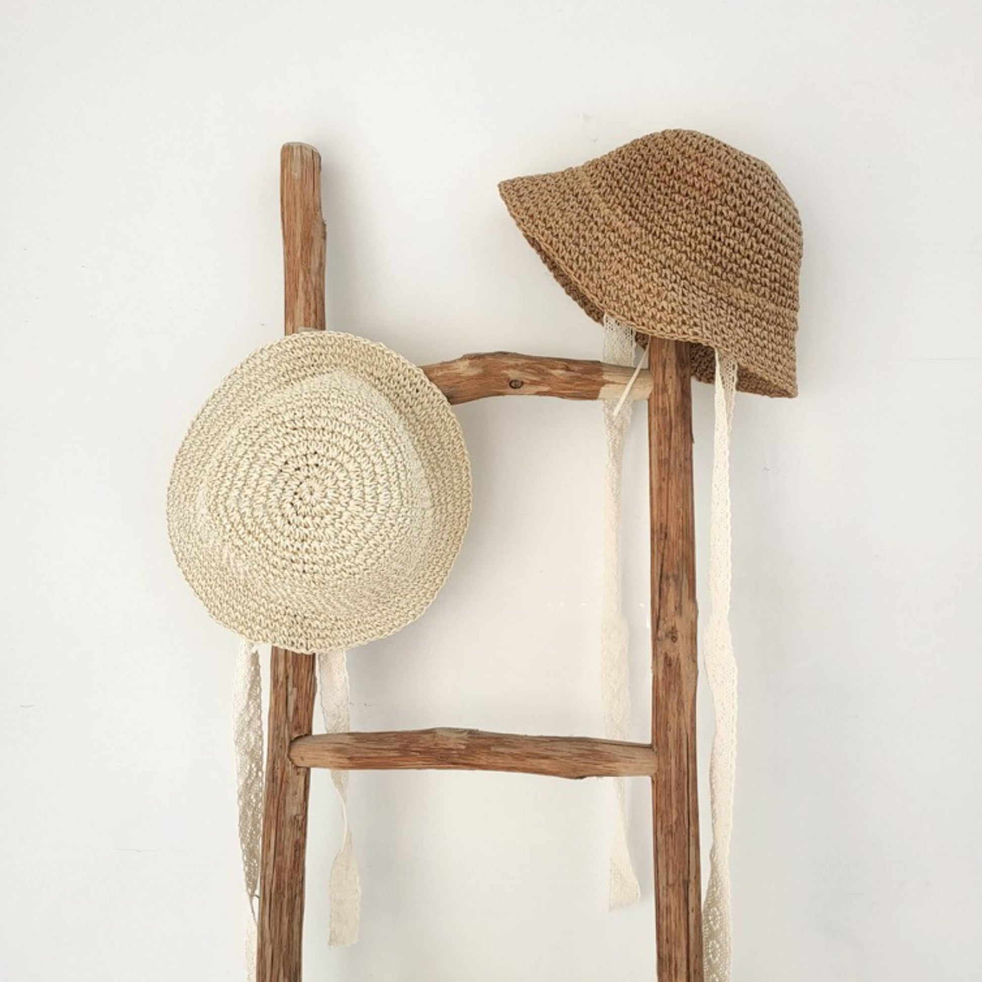 Beach Baby Sun Summer Straw Hat with Lace Ties