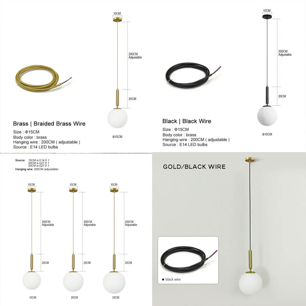 Luminária pendente globo - 2 cores