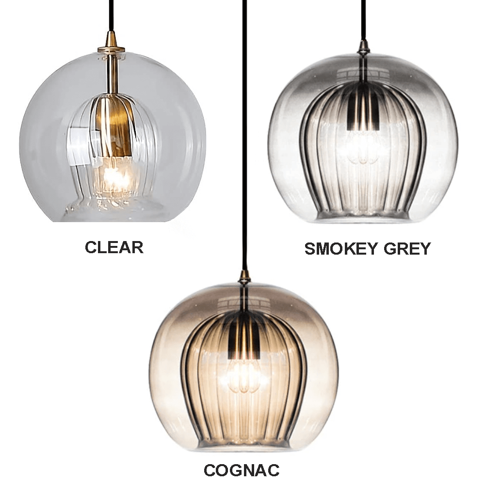 Pleated Glass Pendant Light - 3 Colours