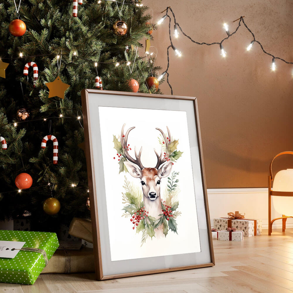 Nordic Christmas Deer Print