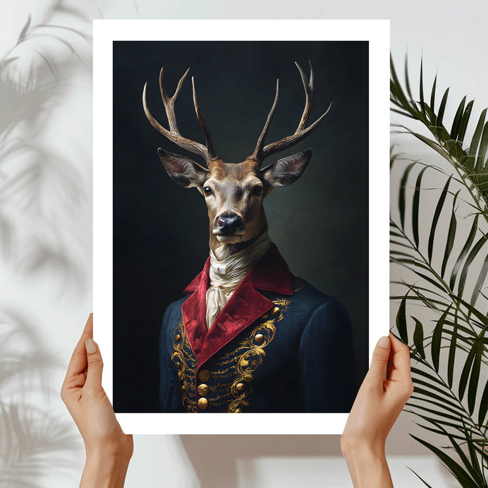 Vintage Stag Portrait – Renaissance Art Print