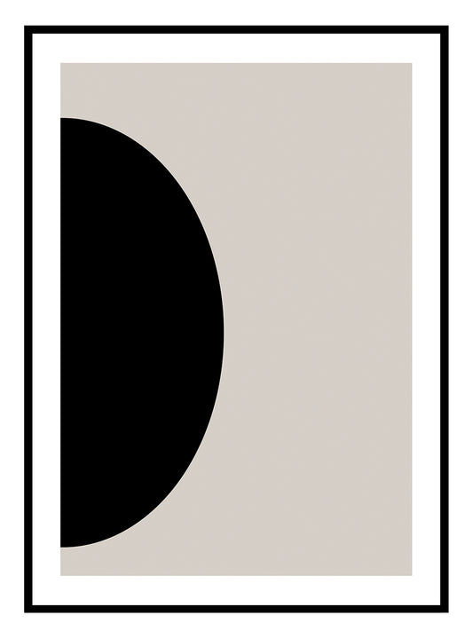 Black - Beige Abstract Art Print (A)