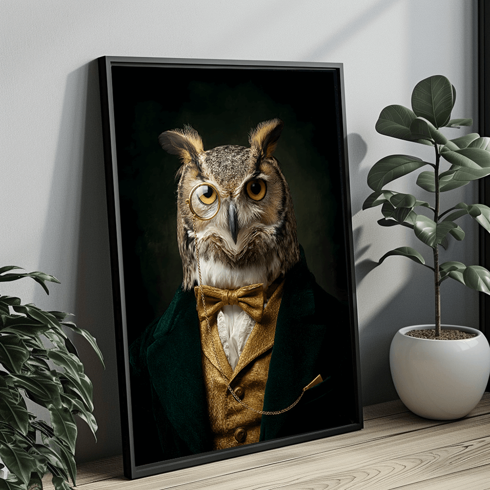 Owl Vintage Portrait – Renaissance Art Print