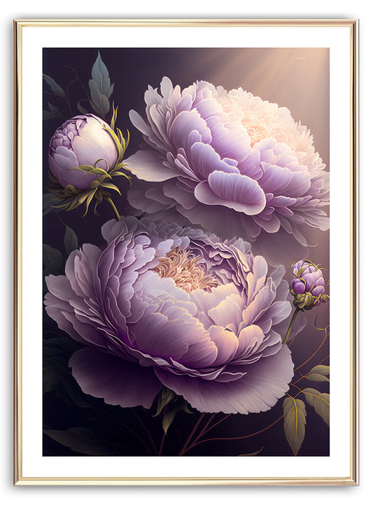 Priontáil Ealaíne Lilac Peonies