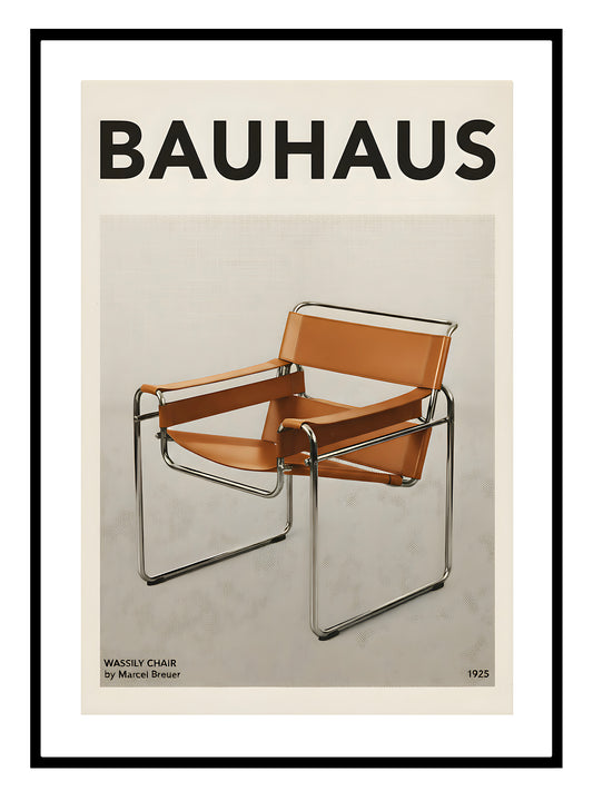 Bauhaus WASSily chair poster with 'BAUHAUS' text on a beige background