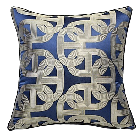 Sapphire Blue & Gold Cushion - 45 x 45cm - Jasmine and Jade Interiors